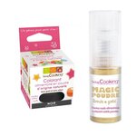 Colorant alimentaire naturel en poudre noir + poudre irisée dorée
