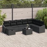 vidaXL Ensemble de Canapés de Jardin 9 Pièces avec Coussins Rotin Poly Noir