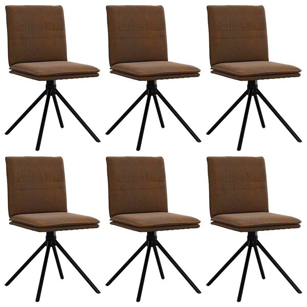 vidaXL Chaises à manger lot de 6 marron similicuir daim