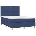 vidaXL Sommier à lattes de lit et matelas et LED Bleu 140x190 cm Tissu