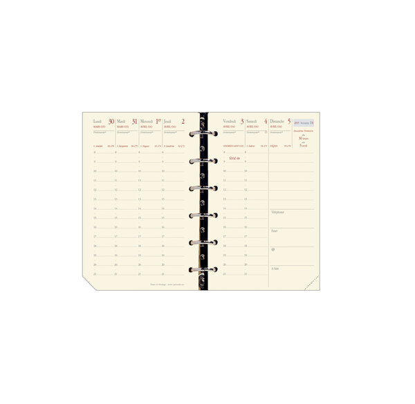 Recharge Agenda Organiseur Timer 14 Prestige FR 8 x 12 cm QUOVADIS