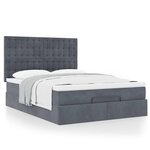 vidaXL Cadre de lit ottoman avec matelas gris foncé 140x200 cm velours