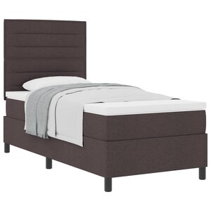 vidaXL Lit à ressorts avec matelas Marron foncé 100 x 200 cm tissu