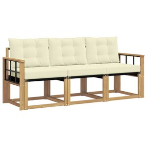 vidaXL Ensemble de canapés d'extérieur 3 Pièces Blanc et crème