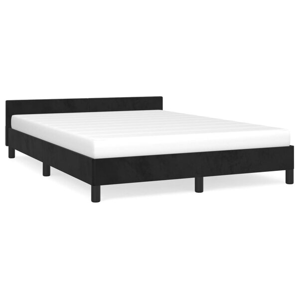 vidaXL Cadre de lit avec tête de lit Noir 140x200 cm Velours