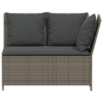 vidaXL Salon de jardin avec coussins 3 Pièces gris résine tressée