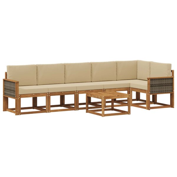 vidaXL Ensemble de canapés d'extérieur 7 pc Naturel et Beige Polyester