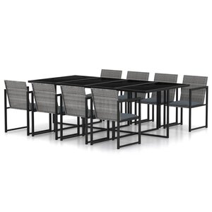 vidaXL Ensemble à manger d'extérieur 9Pièces coussins Résine tressée Gris