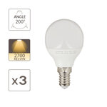 Pack de 3 ampoules led (p45)  culot e14  conso. 5 3w (eq. 40w)  470 lumens  blanc chaud