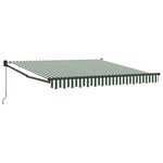 vidaXL Store Rétractable Manuel Vert et Blanc 350x250 cm