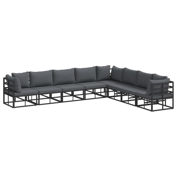 vidaXL Ensemble de canapé de jardin 8 Pièces Noir 353 x 283 x 71 cm