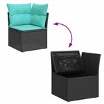 vidaXL Ensemble de canapé de jardin avec coussin 8 Pièces Noir Poly rotin