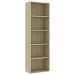 vidaXL Bibliothèque à 5 niveaux chêne sonoma bois d’ingénierie