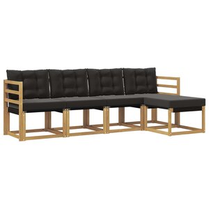 vidaXL Ensemble de canapés d'extérieur 5 Pièces Blanc et noir