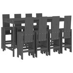 vidaXL Ensemble de bar de jardin 9 Pièces gris bois de pin massif