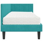 vidaXL Cadre de lit d'angle avec matelas Turquoise 80 x 200 cm Velours