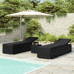 vidaXL Chaises longues de jardin table à thé 3 Pièces Résine tressée Noir