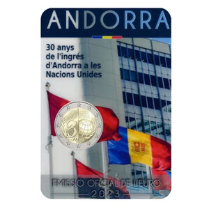 2 euros commémorative Andorre 2023 BU - 30 ans de l'entrée à l'ONU.