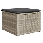 vidaXL Tabouret de jardin coussin gris clair 55x55x37cm résine tressée