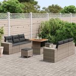 vidaXL Ensemble de canapé de jardin 9 Pièces Gris Poly rotin