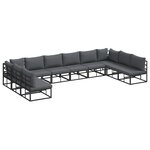 vidaXL Ensemble de canapé de jardin 10 Pièces Noir 423 x 211.5 x 71 cm