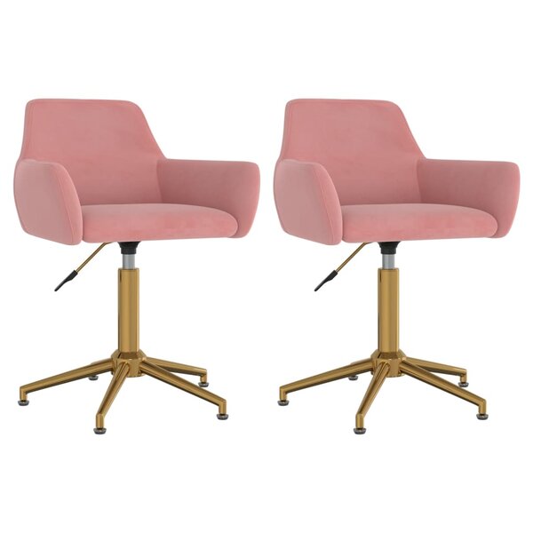 vidaXL Chaises pivotantes à manger lot de 2 Rose Velours