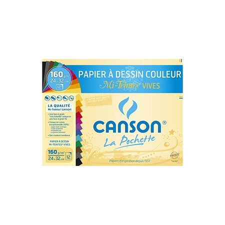 CANSON Papier dessin Mi-Teintes vives, 240 x 320 mm, 160g/m?�, assorti ,3148950135599 - La Poste
