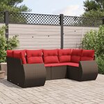 vidaXL Salon de jardin 6 Pièces avec coussins marron résine tressée