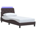 vidaXL Cadre de lit avec LED sans matelas marron foncé 90x200 cm tissu