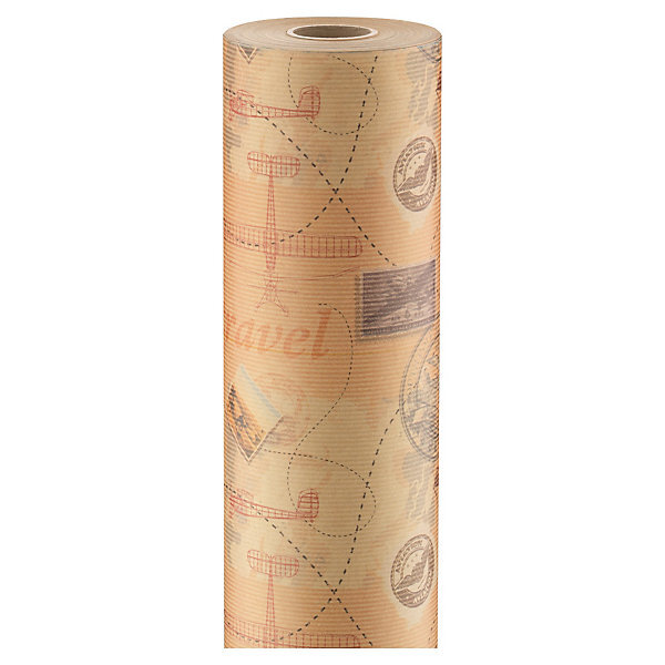 Papier cadeau kraft imprimé voyage 70 cm x 100 m