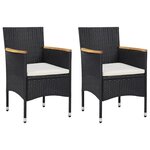 vidaXL Ensemble à dîner de jardin avec coussins 3 Pièces poly rotin noir