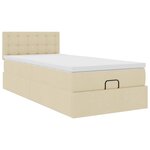 vidaXL Lit ottoman avec matelas crème 100x200 cm tissu