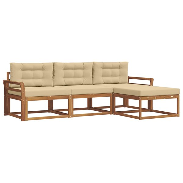 vidaXL Ensemble de canapés d'extérieur 4 pc Naturel et Beige