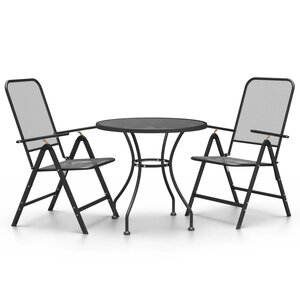 vidaXL Ensemble à manger de jardin 3 Pièces Maille Métal Anthracite