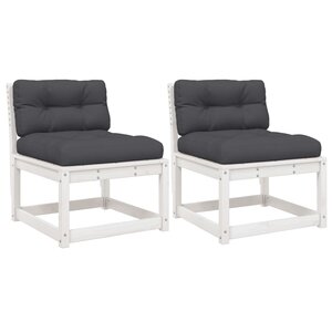 vidaXL Canapés de jardin avec coussins 2Pièces blanc bois de pin massif