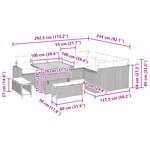 Ensemble de canapé de jardin vidaXL 12 pièces avec coussins Beige Poly Rotin Acacia