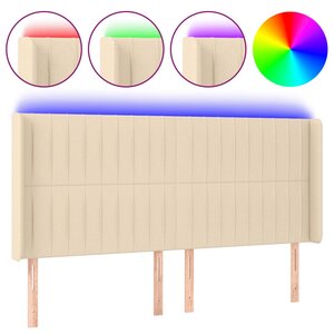 vidaXL Tête de lit à LED Crème 183x16x118/128 cm Tissu