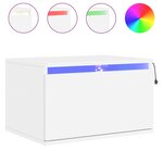 vidaXL Tables de chevet murales avec lumières LED 2 Pièces blanc