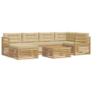 vidaXL Ensemble de canapés d'extérieur 7 Pièces Blanc et Beige