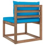 vidaXL Canapé de milieu palette de jardin avec coussins bleu clair