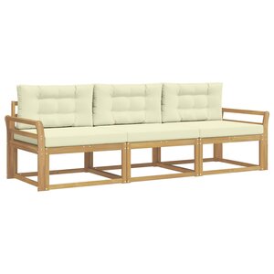 vidaXL Ensemble de canapés d'extérieur 3 Pièces Blanc et crème Polyester