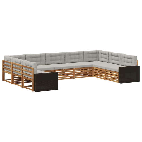 vidaXL Ensemble de canapés d'extérieur 9 pc Naturel et gris clair