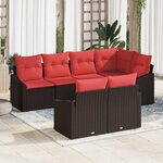 vidaXL Ensemble de Canapés avec coussin 7 Pièces Marron polyrotin
