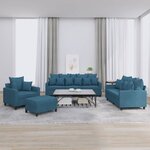 vidaXL Ensemble de canapés 4 Pièces avec coussins Bleu Velours