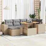 vidaXL Salon de jardin avec coussins 7 Pièces beige résine tressée