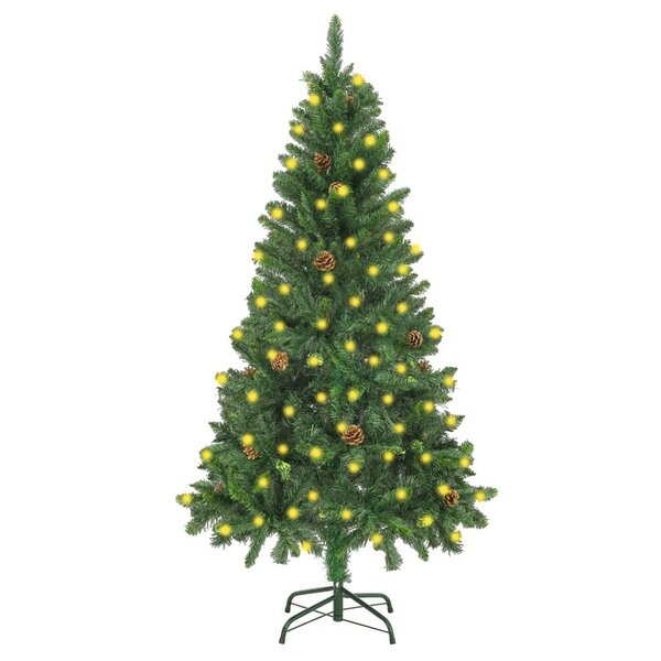 vidaXL Arbre de Noël artificiel pré-éclairé pommes de pin vert 150 cm