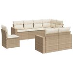 vidaXL Salon de jardin avec coussins 8 Pièces beige résine tressée