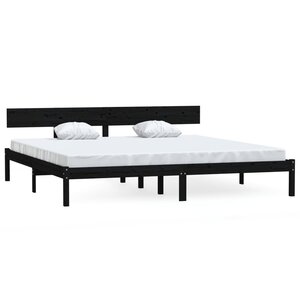 vidaXL Cadre de lit sans matelas noir bois massif