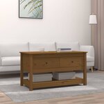 vidaXL Table basse Marron miel 102x49x55 cm Bois massif de pin