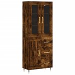 vidaXL Buffet haut Chêne fumé 69 5x34x180 cm Bois d'ingénierie